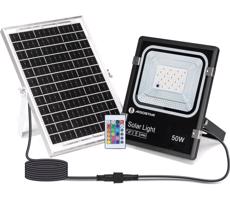 B.V.  - LED RGB Stmievateľný solárny reflektor LED/50W/3,2V IP66 + DO