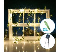 B.V.  - LED Solárna reťaz 50xLED/7m IP65 teplá biela olive
