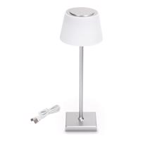 B.V. - LED Vonkajšia stmievateľná nabíjacia lampa 4W/5V 3600mAh biela/chróm IP54
