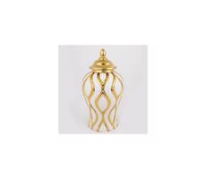 Eurolamp Keramická váza 30,6x16,2 cm zlatá/biela