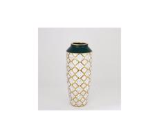 Eurolamp Keramická váza 31x12,5 cm biela/zlatá/zelená