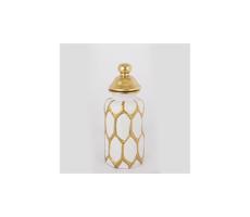 Eurolamp Keramická váza 31x12,5 cm zlatá/biela