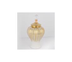 Eurolamp Keramická váza 35x17,5 cm zlatá/biela