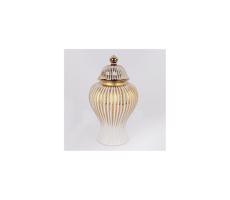Eurolamp Keramická váza 35x18,5 cm zlatá/biela