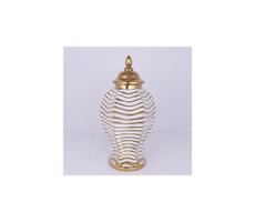 Eurolamp Keramická váza 42,2x21,1 cm zlatá/biela