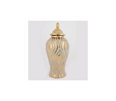 Eurolamp Keramická váza 42,6x18,8 cm zlatá/strieborná