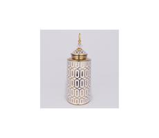 Eurolamp Keramická váza 45,7x16,9 cm zlatá/biela