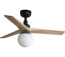 FARO Barcelona FARO 34284WT-11L-Str. vent. KLIM S 1xE27/15W/230V borovica/čierna pr.92,5cm WT+DO