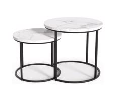 Halmar SADA 2x Konferenčný stolík OREO pr. 43/53 cm čierna/dekor mramoru