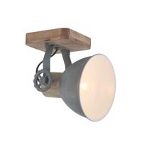 Industriële plafondspot hout met grijs draai- en kantelbaar - Gearwood