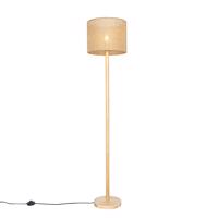 Inteligentná drevená stojaca lampa s prírodným ľanovým tienidlom 32 cm vrátane Wifi A60 - Mels