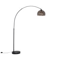 Inteligentná oblúková stojaca lampa čierna s dymovým sklom vrátane WiFi G95 - Arc