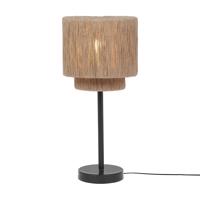 Japandi stolná lampa čierna s hnedým lanom - Smilla