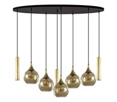 Keter Lighting Luster na lanku CALYPSO 3xGU10/60W/230V + 5xE27/60W čierna/zlatá