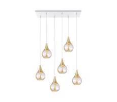 Keter Lighting Luster na lanku LACRIMA HONEY 6xE27/60W/230V biela/zlatá/dymová béžová