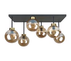 Keter Lighting Prisadený luster DEA 6xE14/60W/230V čierna/zlatá/dymová béžová