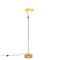 Klasická stojacia lampa Banker bronzová so žltým sklom - Banker