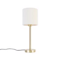 Klasická stolná lampa z mosadze s tienidlom biela 20 cm - Simplo
