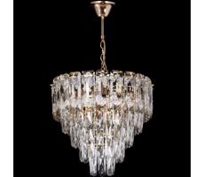 LED Luster na reťazi 7xE27/60W/230V + 4xLED/6W pr. 40 cm zlatá