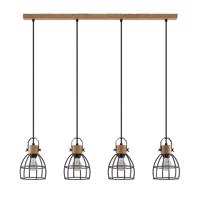 Lindby Flintos závesná lampa, 4-pl., drevo svetlá
