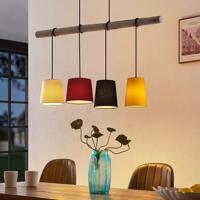 Lindby Hinai závesná lampa, čierna, červená, žltá