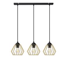Luster na lanku AGAT 3xE27/15W/230V zlatá/čierna