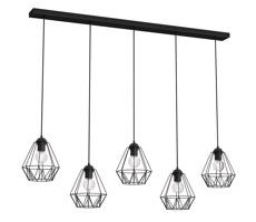 Luster na lanku BERGEN 5xE27/60W/230V čierna
