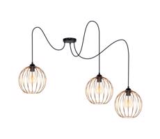 Luster na lanku MATT 3xE27/60W/230V pavúk čierna/medená