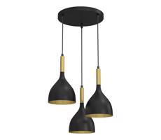 Luster na lanku NOAK 3xE27/15W/230V čierna/zlatá