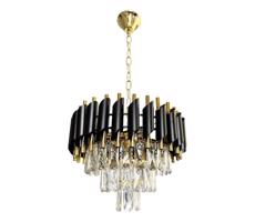 Luster na reťazi CRISTAL 5xE14/40W/230V zlatá/čierna
