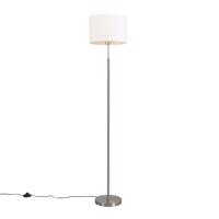 Moderná oceľová stojacia lampa s bielym tienidlom - VT