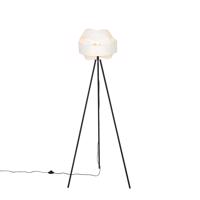 Moderná stojaca lampa čierna s bielym tienidlom - Cloth