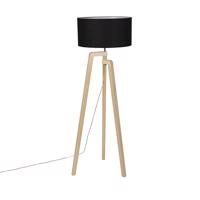 Moderná stojaca lampa drevo s čiernym tienidlom 45 cm - Puros