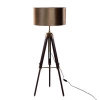 Mosadzná stojaca lampa na trojnožke s bronzovým zamatovým tienidlom 50 cm - Cortin