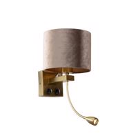Nástenná lampa bronzová s tienidlom zo sivého zamatu 18 cm - Brescia Combi