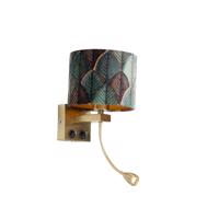Nástenná lampa bronzová s velúrovým tienidlom s dizajnom listov a zlatým vnútorným priestorom - Brescia Combi