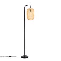 Orientálna stojaca lampa čierna s bambusom - Yvonne