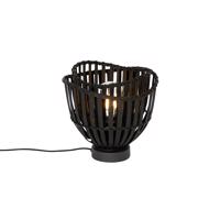 Orientálna stolná lampa čierna bambusová 25 cm - Pua