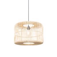 Orientálna závesná lampa čierna s ratanovým tienidlom - Maud