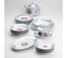 Porcelánová jedálenská sada 26 kusov modrá s perleťovou úpravou
