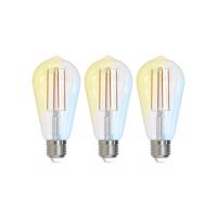 Prios Smart LED, E27, ST64, 7W, ZigBee, Tuya, číra, sada 3 ks
