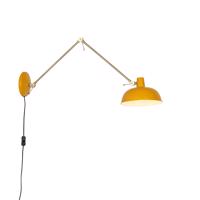 Retro nástenná lampa oceľ žltá s bronzovou - Milou