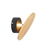 Rustikálna nástenná lampa drevená okrúhla naklápacia - Pulley