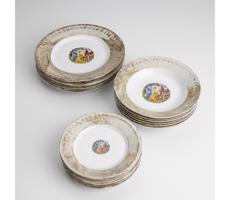 Sada 18x porcelánový tanier mramor hnedá