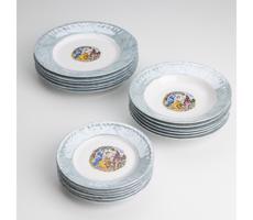 Sada 18x porcelánový tanier mramor modrá