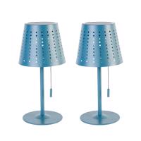 Sada 2 stolových lamp modrých vrátane LED 3-stupňový stmievač nabíjateľné a solárne - Ferre