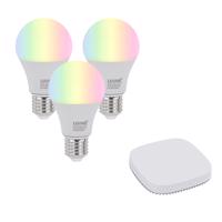 Sada 3 inteligentných stmievateľných LED žiaroviek E27 A60 9W 806 lm 2700K-6500K vrátane Zigbee Smart Hub
