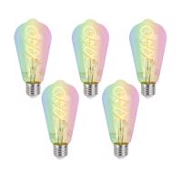 Sada 5 ks Inteligentné stmievateľné LED žiarovky E27 ST64 číre RGBW 4W 250lm 2700K