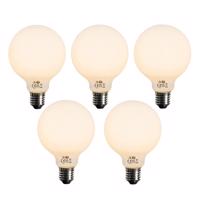 Sada 5 ks Stmievateľná LED žiarovka E27 opálové sklo G95 5W 450lm 2200K