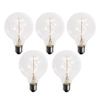 Sada 5 ks Stmievateľná LED žiarovka E27 so špirálovým vláknom G95 4W 270lm 2200K
